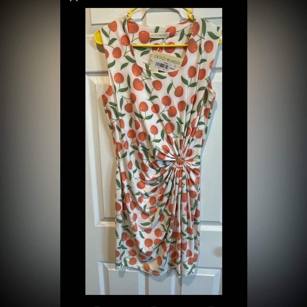 Michelle Parisou Blue Geometric Print Sleeveless Pullover Stretchy Dress Sz S